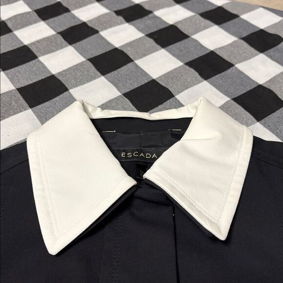 Escada Black Full Zip Lined Jacket White Removable Collar Sz 44/US Lg 12 Stretch - Picture 8 of 16